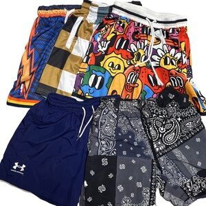 Lot of 5 Pairs Mens / Boys Basketball Shorts Size Small - Medium (Boys L - XL)